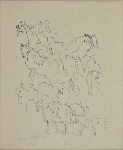 null DESSIN VILLON Jacques, 1875-1963, Attelages, plume et encre de Chine (légère...