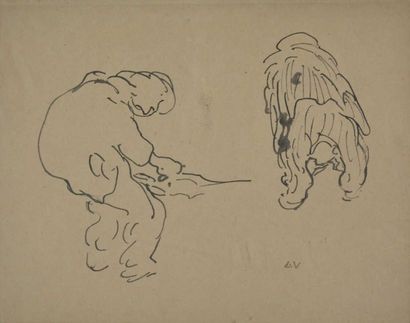 null DESSIN VALTAT Louis, 1869-1952, Marin, dessin à la plume et encre noire sur...