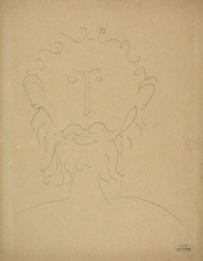 null DESSIN DERAIN André, 1880-1954, Tête de barbu, dessin à la mine de plomb sur...