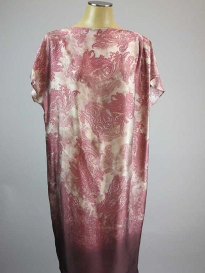 null Marina Rinaldi. Robe en soie, impression cachemire, dégradé de rose, taille...