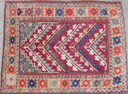 null Rare Konya (Anatolie centrale) vers 1820 à décor de crochets et chevrons stylisés...
