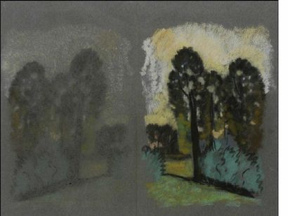 WALTER Zoum (1902-1973) Paysage aux arbres. Pastel sur papier gris. Monogrammé en...