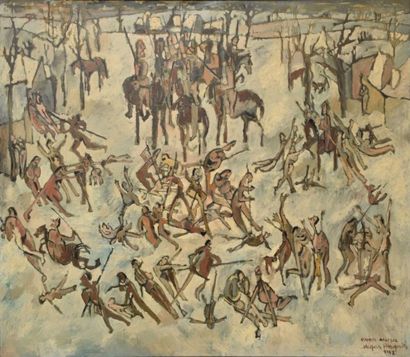 PASQUIER Jacques (1932-) Interprétation du Massacre des Innoncents, d'après Brueghel,...