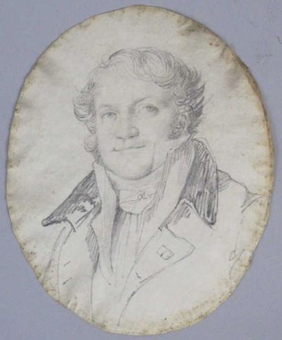 ECOLE FRANCAISE DU XIXème siècle Portrait d'homme circa 1820. Crayon sur papier....
