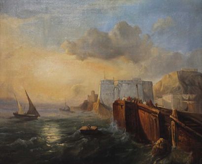 JACOBS Jacob A. (1812-1879) Marine. Huile sur toile. 29 x 34,5 cm