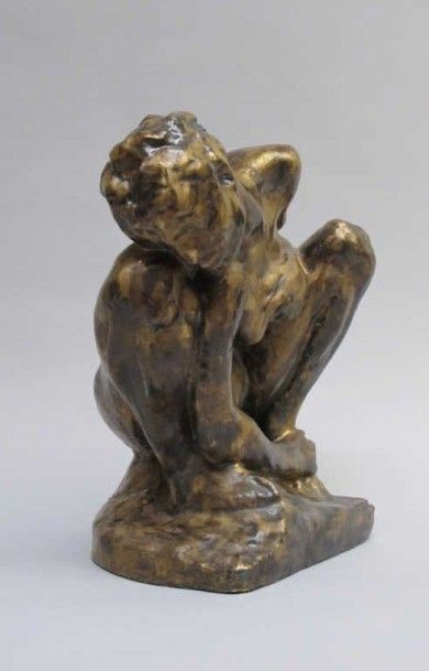 null "La femme accroupie, dite aussi La luxure" d'après Auguste Rodin (1840-1917)
Faïence...