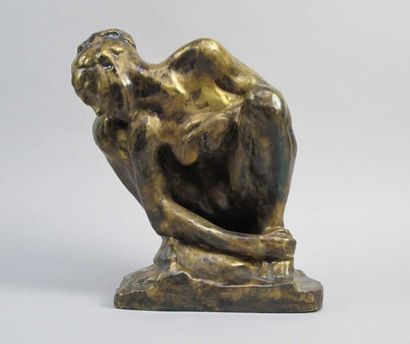 null "La femme accroupie, dite aussi La luxure" d'après Auguste Rodin (1840-1917)
Faïence...