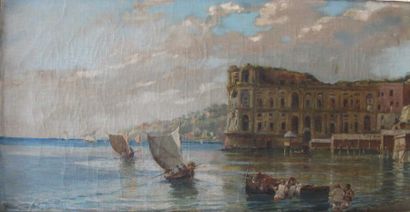 CACCIAPUOTI H. (XIX-XXème siècle) Vue de Naples. Huile sur toile. Signée en bas à...