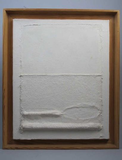 Hiroshi HARADA (1942- ) Composition abstraite tissu et corde blanche sur toile, signée...