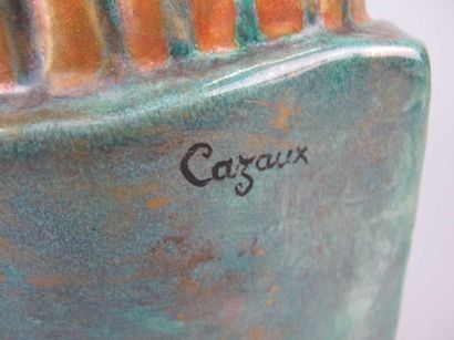CAZAUX Édouard (1889-1974) Sujet en céramique émaillée représentant une danseuse...