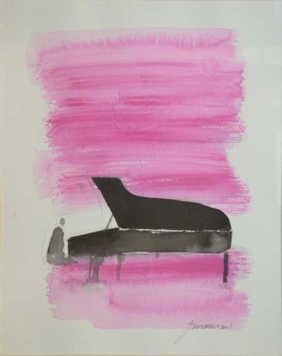 GUIRAMAND Paul, (1926-2007) Pianiste, aquarelle, signée en bas à droite, 33x26 c...