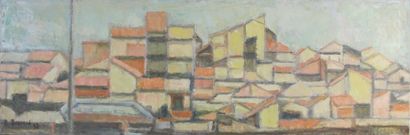 ROGER BRAVARD(1923-2015) Les toits rouges. Huile sur toile, signée, datée 2013.30...