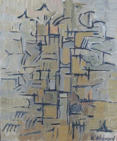 ROGER BRAVARD(1923-2015) Abstraction d'arbre. Huile sur carton, signée en bas à droite....