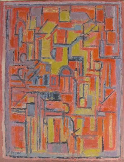 ROGER BRAVARD(1923-2015) Abstraction rouge. Huile sur panneau, signée, datée 2003.66...