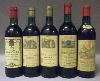 null LOT DE 5 BOUTEILLES VINS ROUGES DE BORDEAUX:1 Bouteille CHÂTEAU PARADIS 1964...