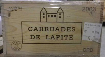 null 12 Bouteilles CARRUADES DE LAFITE 2003 - Pauillac Caisse bois d'origine