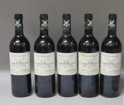 null 5 Bouteilles CLOS J KANON 2 ème vin du CHÂTEAU CANON 1989 - St. Emilion Niveaux...