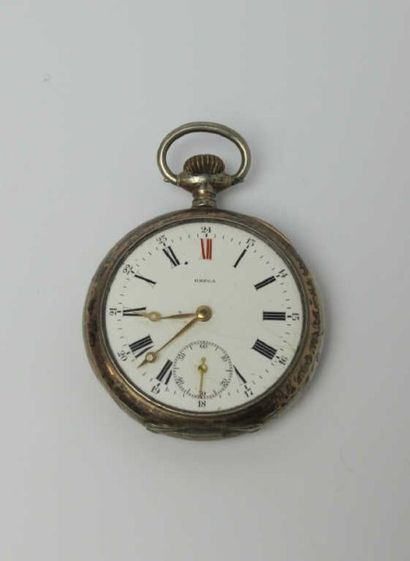 OMEGA Montre gousset en argent, cadran à chiffres romains, aiguille en or, chronomètre...