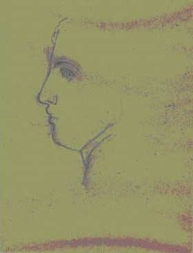ATELIER CALS A.F Profil d'homme. Dessin au crayon sur papier. 23 x 17 cm