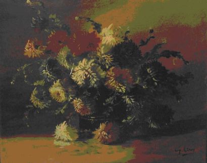 LIMY G Bouquet de fleurs. Huile sur toile signée en bas à droite. 50 x 61 cm