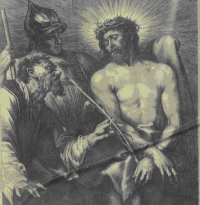 D'après VAN DYCK 1630 Christ au rameau. Gravure sur papier. 26 x 21 cm