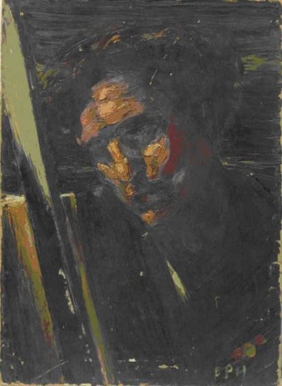 E.P.H Portrait. Huile sur carton, monogrammée en bas à droite. 33 x 24 cm