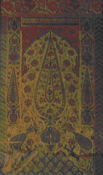 TRAVAIL INDONESIEN Tissu décoratif monté sur châssis. 177 x 101 cm