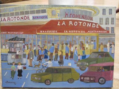 Claude BOUSSIER (1925-2014) La Rotonde Montparnasse Paris, signée en bas à gauche,...