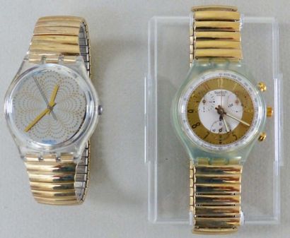 SWATCH SWATCH 2 montres bracelet métal : Golden Waltz (variante) chronometer 1992...