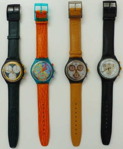 SWATCH SWATCH 4 chronometers de 1992 Sirio - Colossal - Rollerball - Sound bracelet...