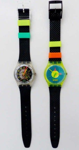SWATCH SWATCH 2 montres « homme »(thème sport) bracelet plastique : Champ 1991 et...