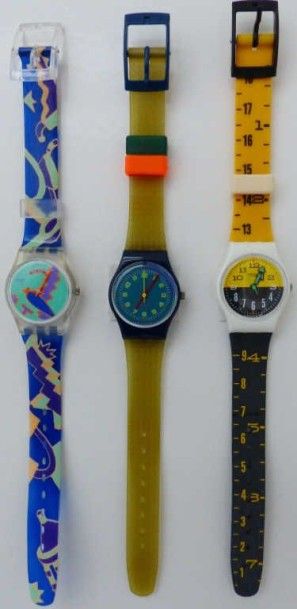 SWATCH SWATCH 3 montres : Seventeen-Seven 1988 - Montebello 1991 (dessinée par Matteo...