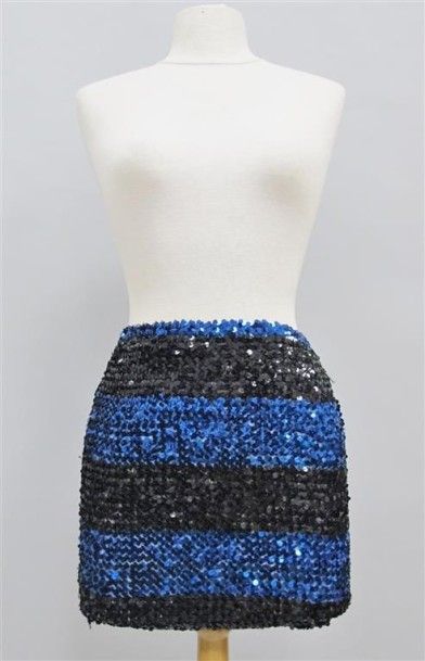 ZADIG ET VOLTAIRE Jupe vintage (vers 1990) en paillettes bleues et noires à décor...