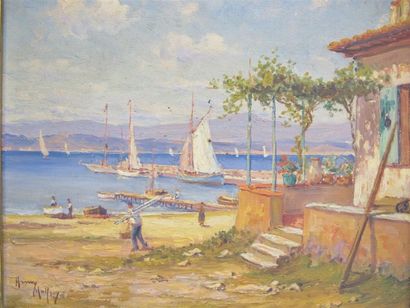 null Henri MALFROY (1895-1944). Porquerolles , iles d'Hyères. Huile sur toile signée...