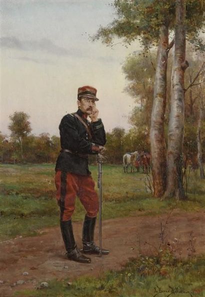 null Etienne BERNE BELLECOUR (1838-1910). Portrait capitaine du septième dragon en...