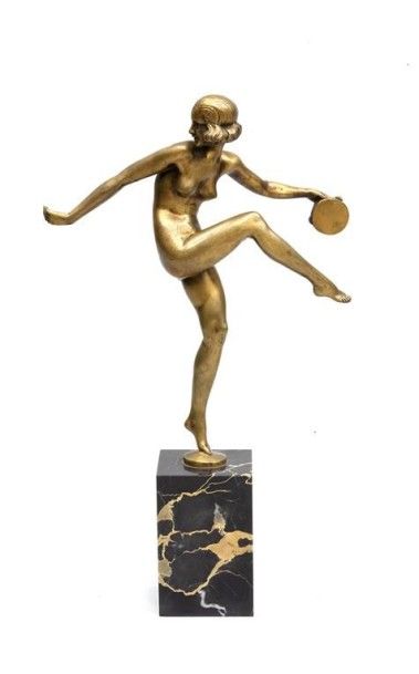 null Pierre LAUREL dit Pierre le FAGUAYS (1892-1962). Danseuse au tambour. Bronze...