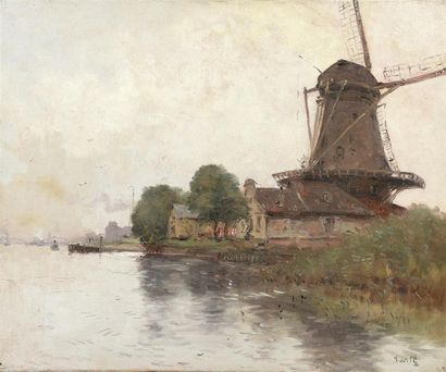 null Marie Joseph Léon IWILL (1850-1923). Le moulin. Huile sur toile, signée en bas...
