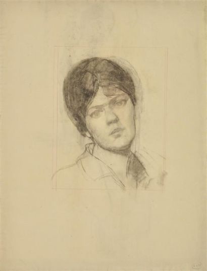 null Louis BILLOTEY (1883-1940). Portrait de Marie Rose Guérin. Feuille d'étude recto-verso...
