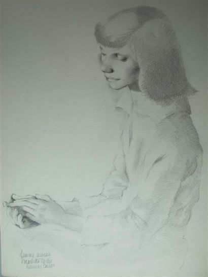 null Mariette LYDIS (1894-1970). Femme assise à Buenos Aires. Crayon et estampe sur...