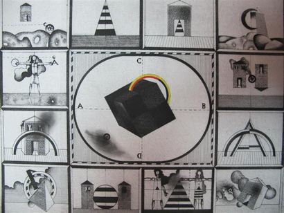 null ASSADOUR (né en 1943). Le Cube, 1975. Eau-forte en couleurs BAT, signée et datée...