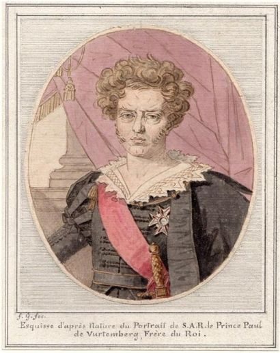 null Attribué au Baron GERARD (1770-1835). Portrait du Prince Paul de Vurtemberg....