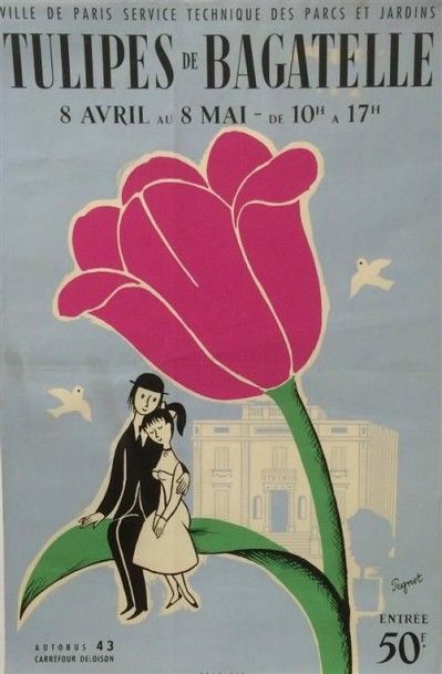 null PEYNET etc..10 affiches expositions florales PARIS 1960. Non entoilées, 40 x...