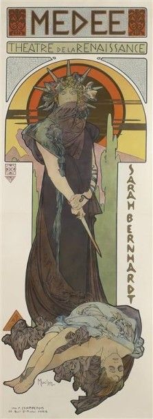 null MUCHA Alphons. MEDEE théâtre de la Renaissance Sarah Bernhardt 1898 imp. Champenois....