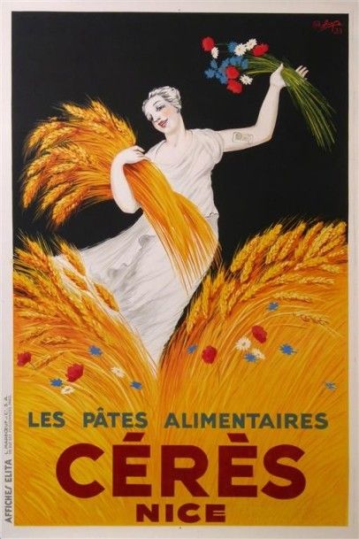 null ROBYS. LES PATES ALIMENTAIRES CERES NICE 1928 imp. Elita. Entoilée, 100 x 150...