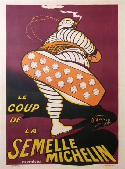 null O'GALOP. LE COUP DE LA SEMELLE MICHELIN 1913 imp. Chaix. Entoilée, 117 x 150...