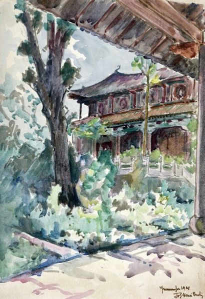 Jos Henri PONCHIN (1897-1981) 
Yunnan fu.
Aquarelle sur papier encadrée.
Situé, daté...