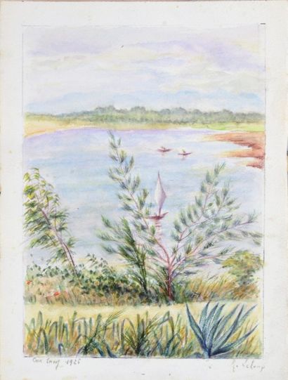 Marguerite LELOUP 
Cua Lung.
Juillet 1926.
6 ravissants dessins aquarellés, «Souvenirs...