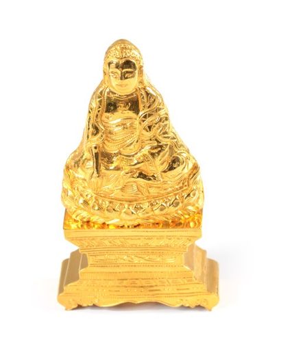Bouddha. Statuette en or jaune 18K (750°/00)...