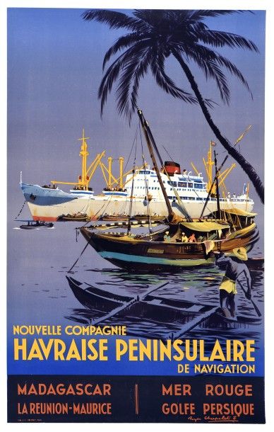 null 1950.
Nouvelle Cie Havraise Péninsulaire
Affiche originale Madagascar, La Réunion
Maurice,...