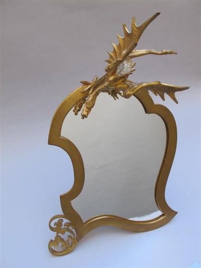 null Dans le goût de Gabriel VIARDOT (1830-1906). Miroir de toilette en bronze doré...